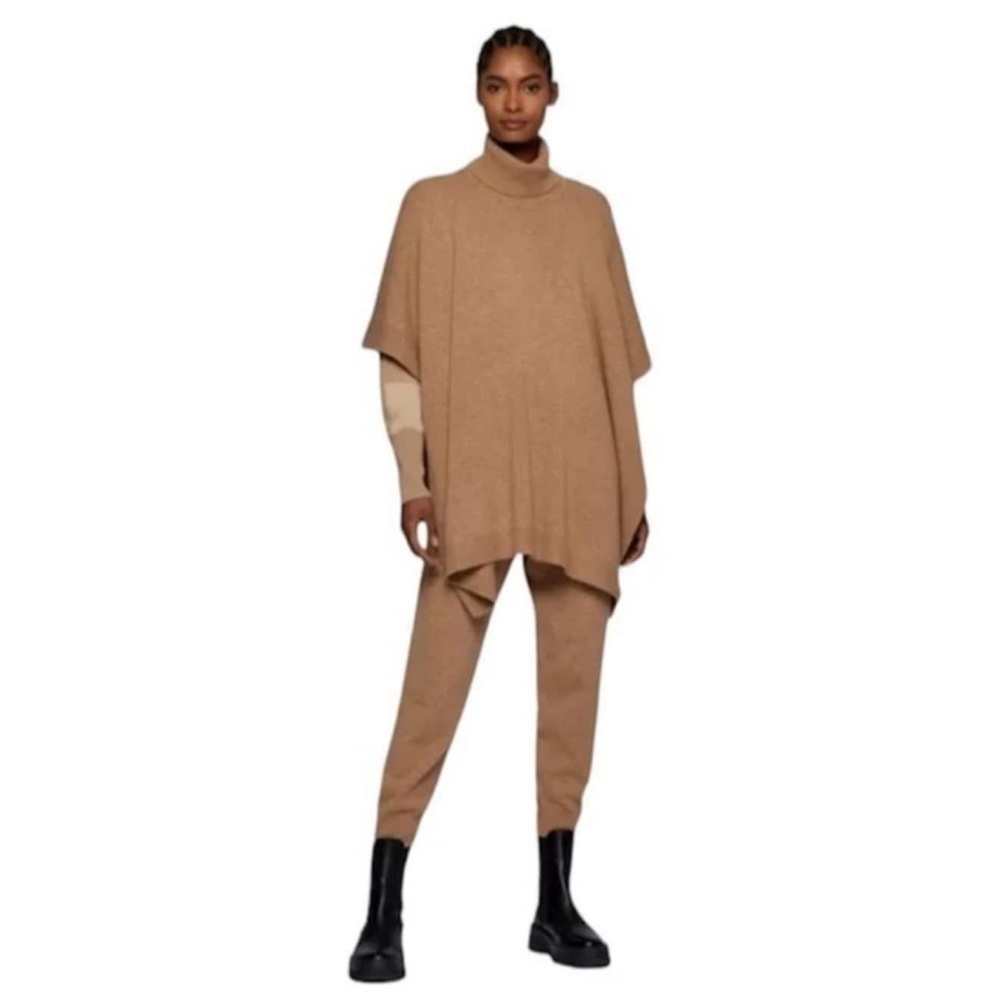 Boss Turtleneck Poncho in Virgin Wool and Cashmere
